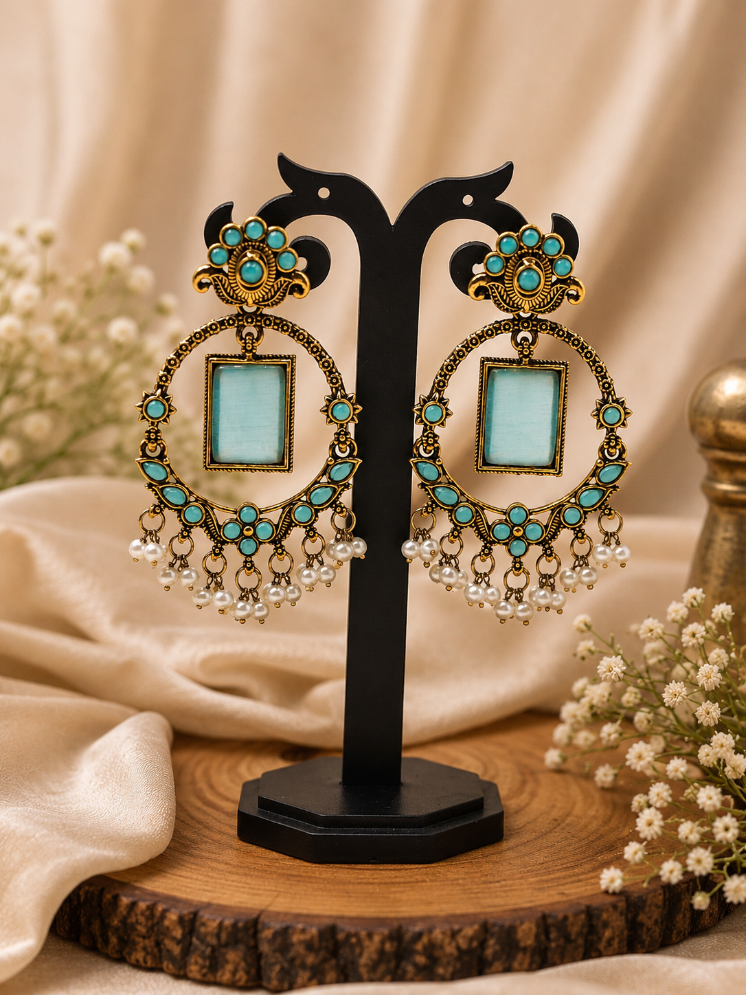 Blush Aqua Chandbali