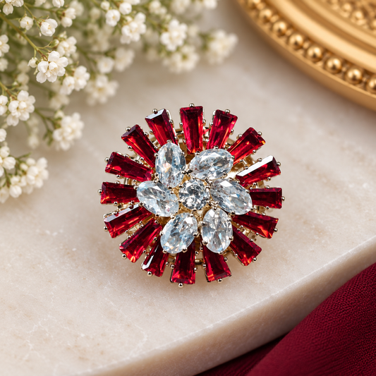 Ruby Radiance Bloom Brooch