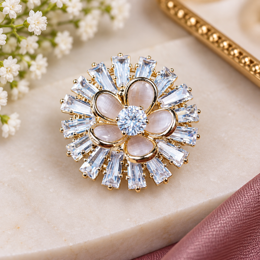 Crystal Petal Radiance Brooch