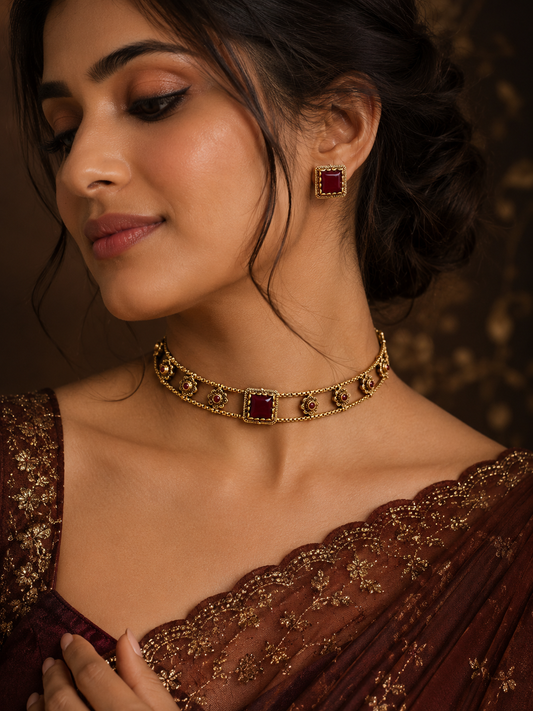 Maroon Majesty Heritage Choker Set