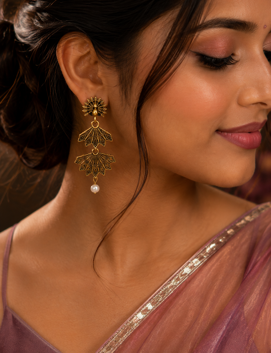 Lara Layered Floral Drop Earrings