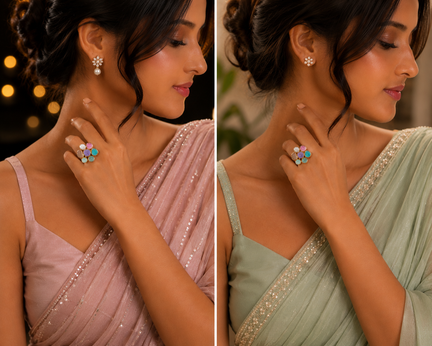 Pastel Bloom Mosaic Statement Ring