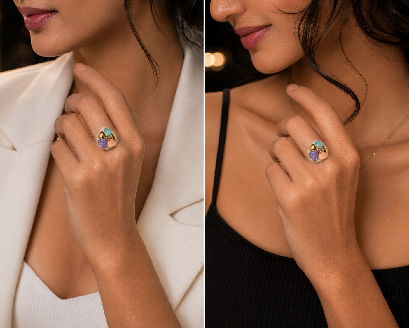 Pastel Bloom Statement Ring