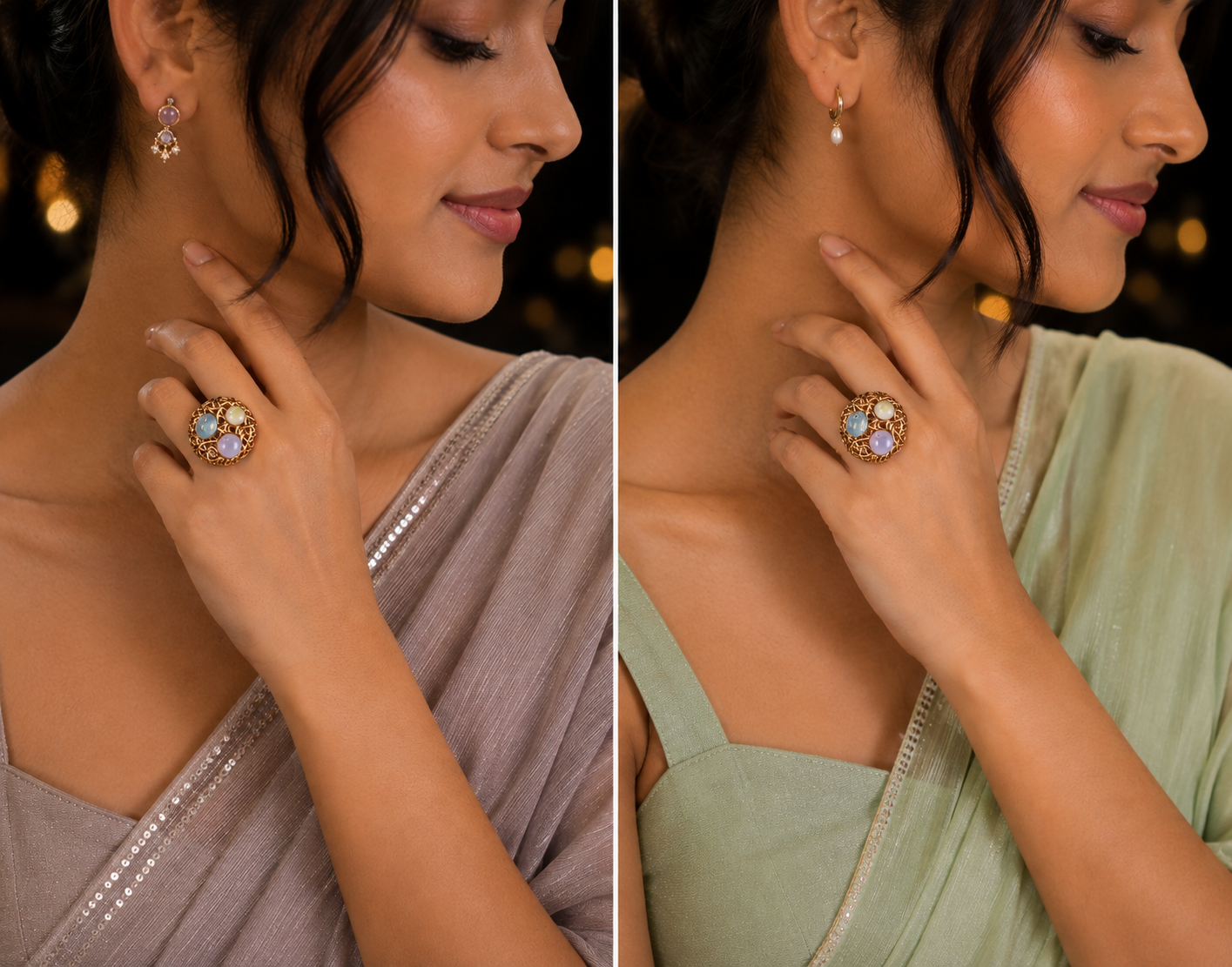 Pastel Trio Aura Statement Ring
