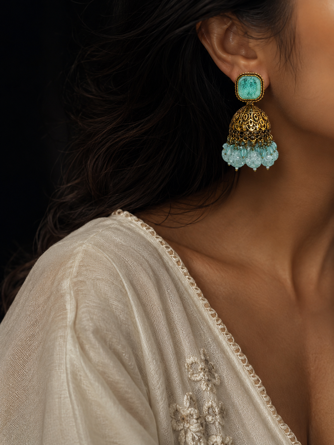 Aqua Royale Jhumka Earrings