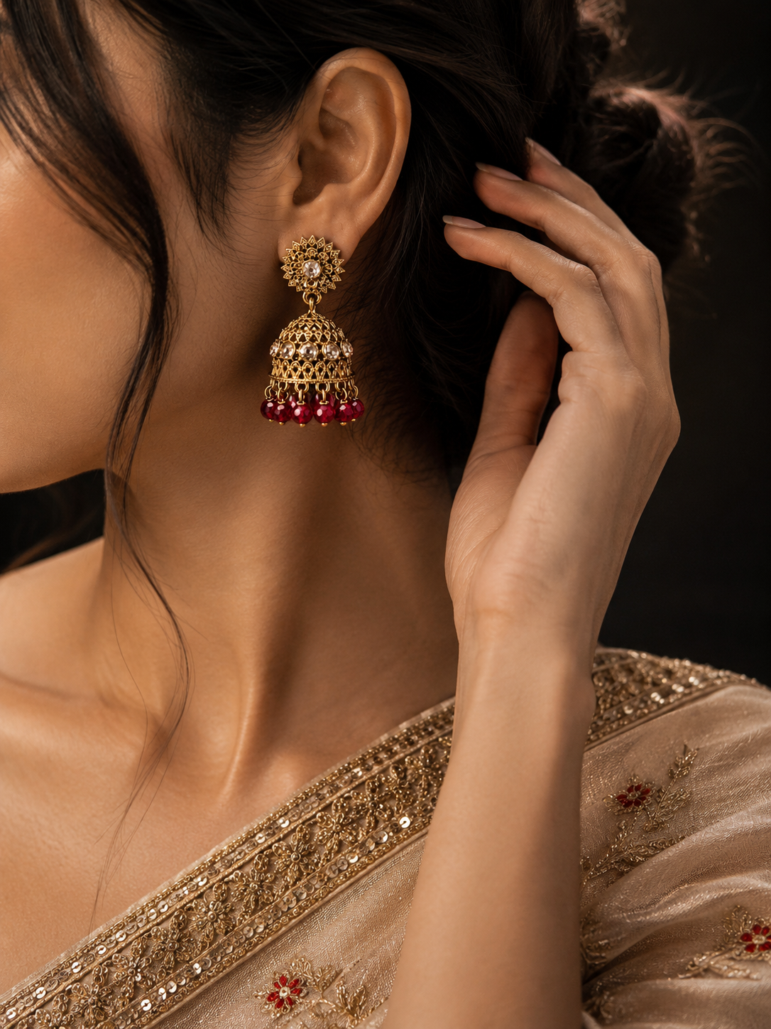 Ruby Royale Jhumka Earrings