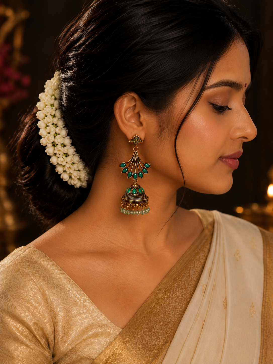 Emerald Majesty Jhumkas