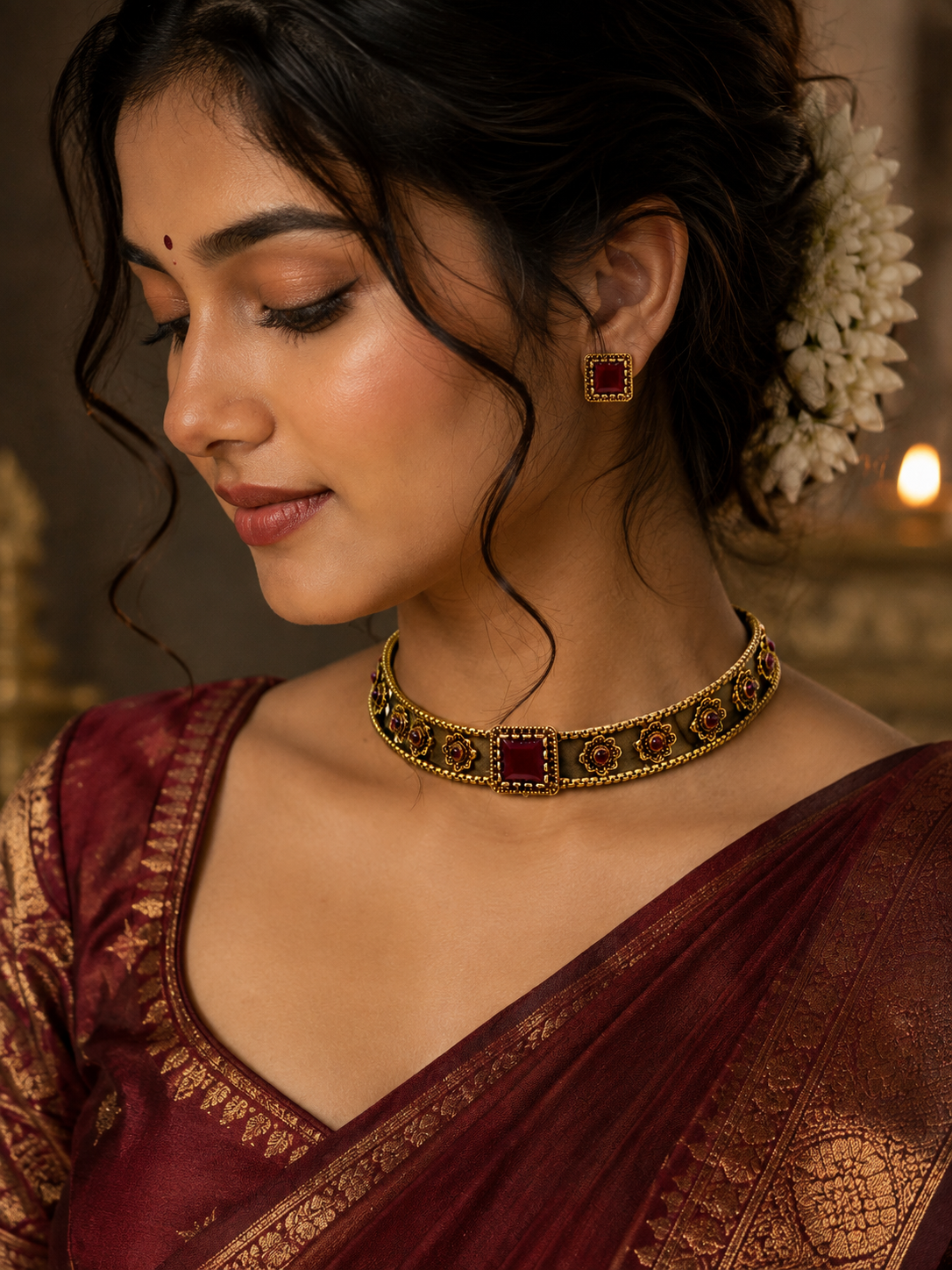 Maroon Majesty Heritage Choker Set