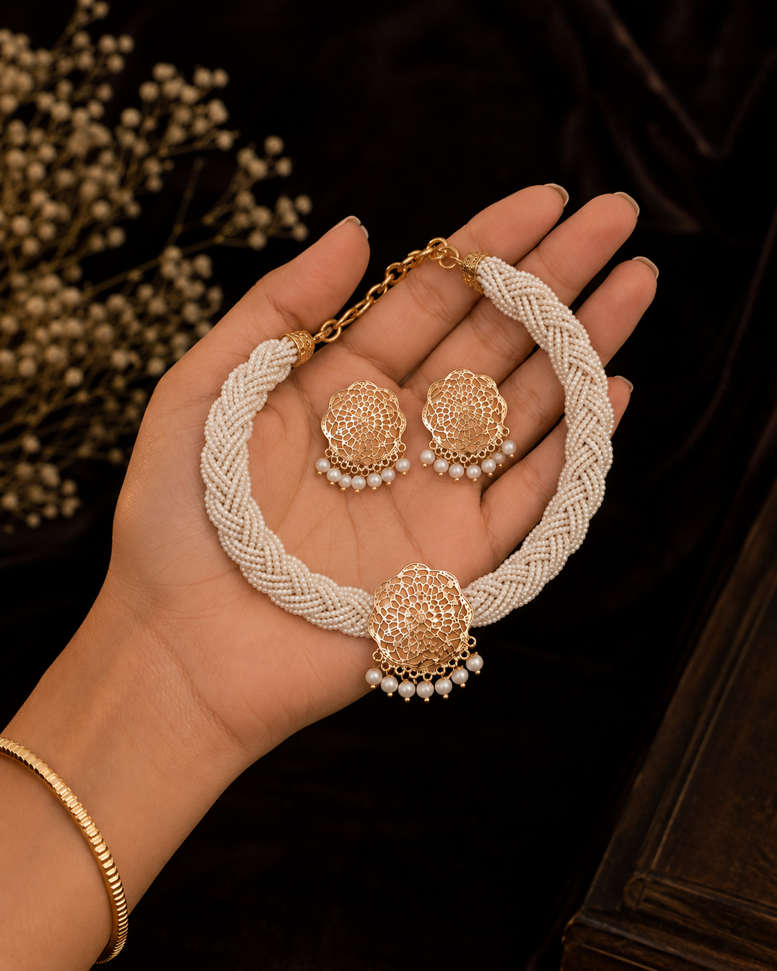 Pearl Bloom Choker Set