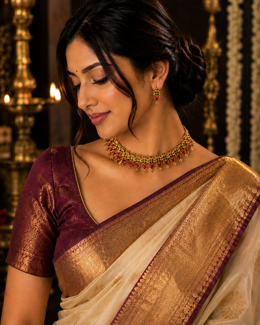 Hridaya Ruby Heritage Choker Set