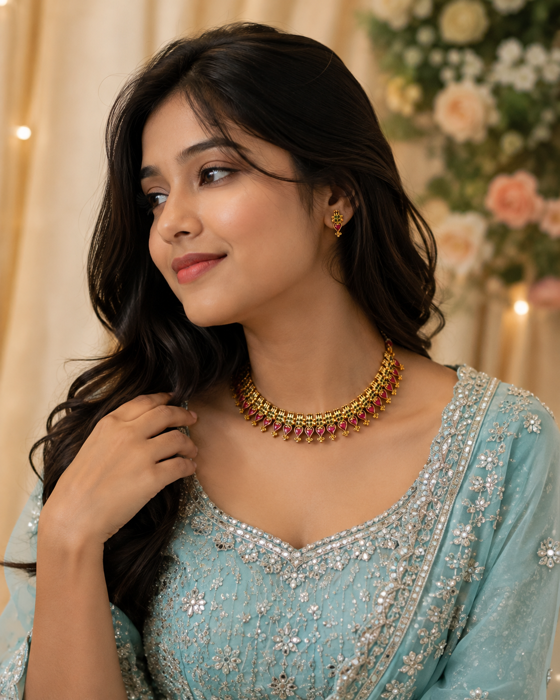 Hridaya Ruby Heritage Choker Set