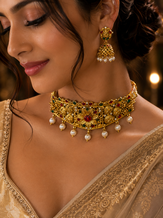 Rajarani Pushpa Temple Choker Set