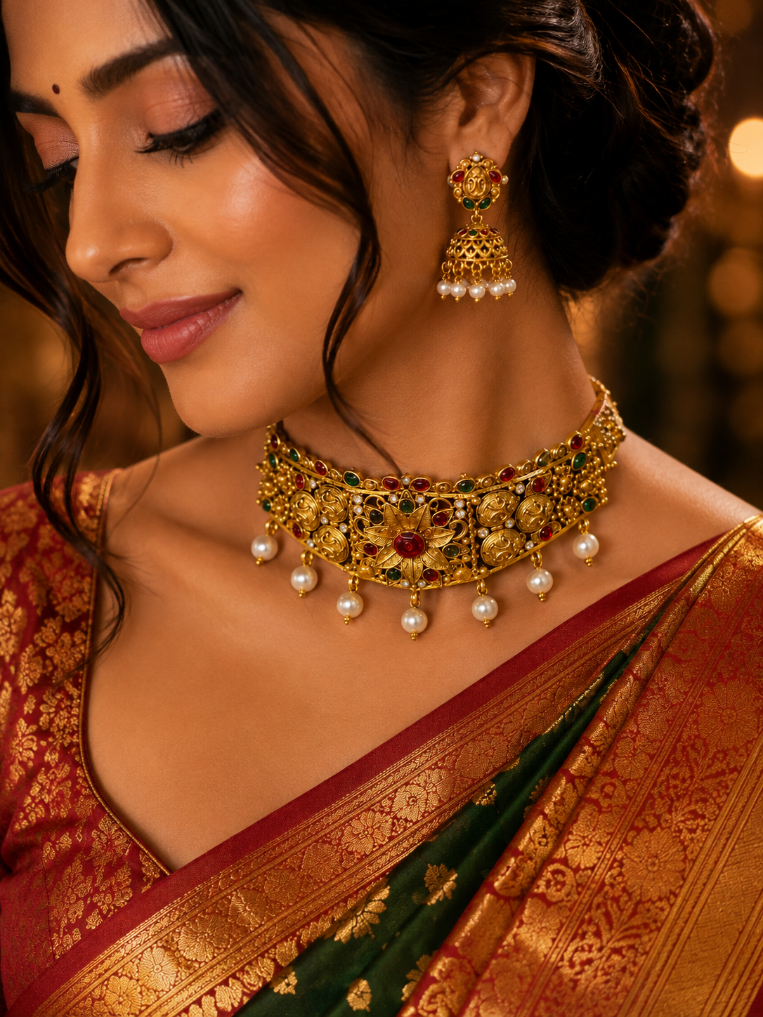 Rajarani Pushpa Temple Choker Set