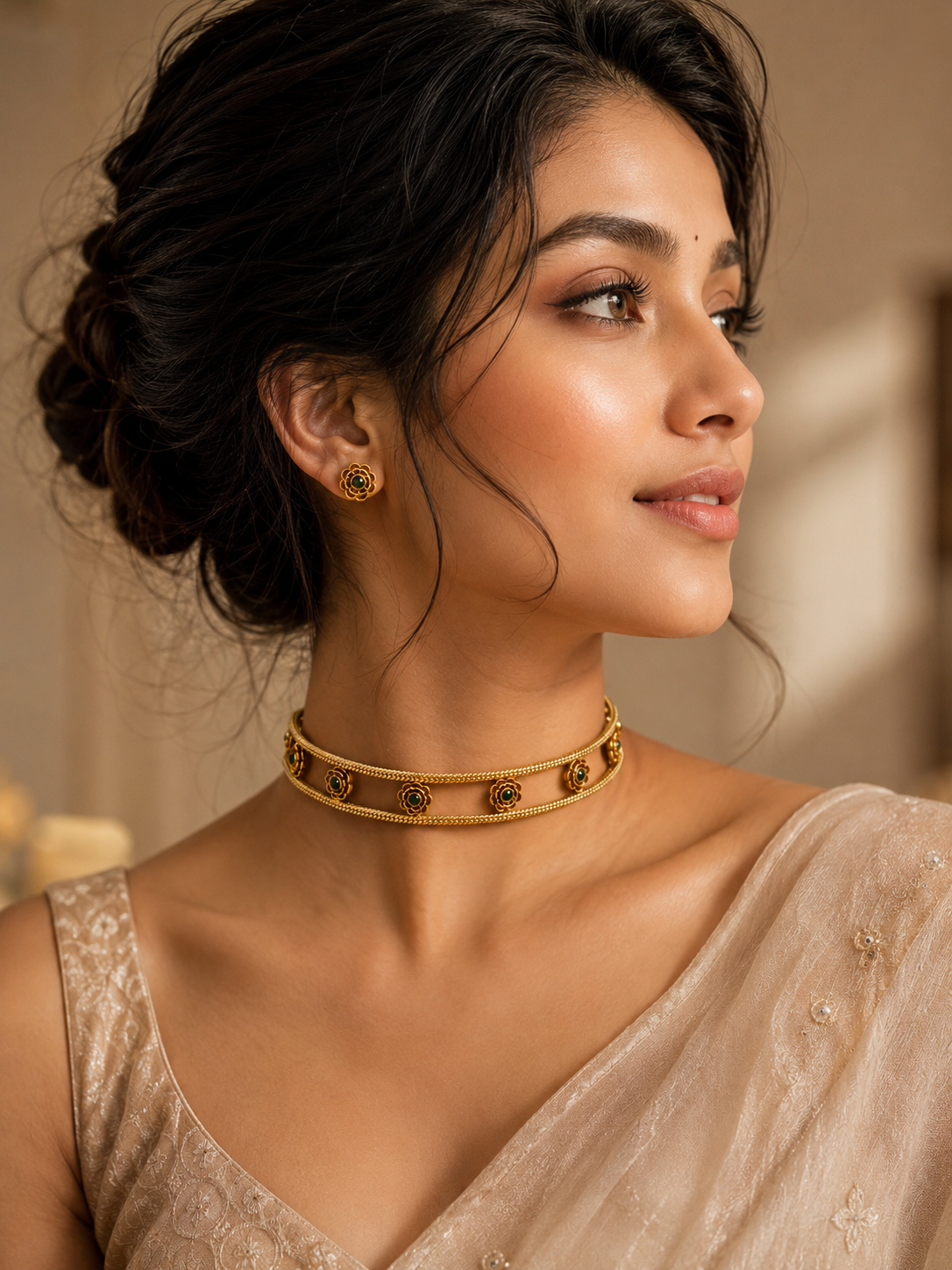 Lara Antique Floral Choker Set