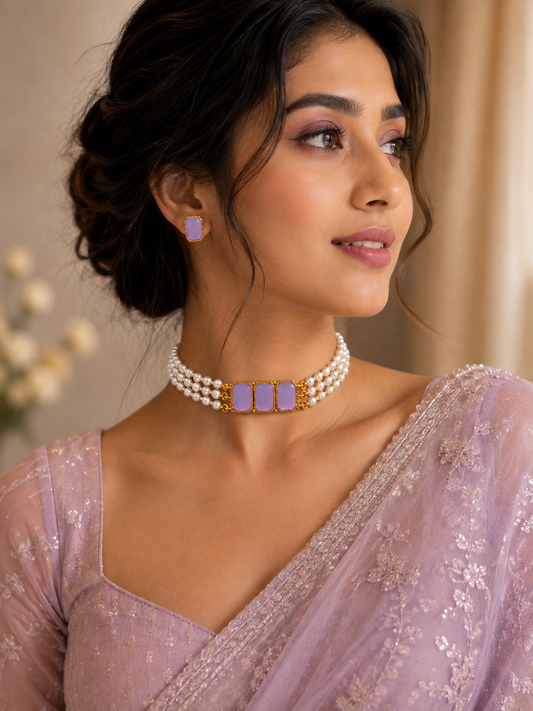 Violet Pearl Elegance Choker Set
