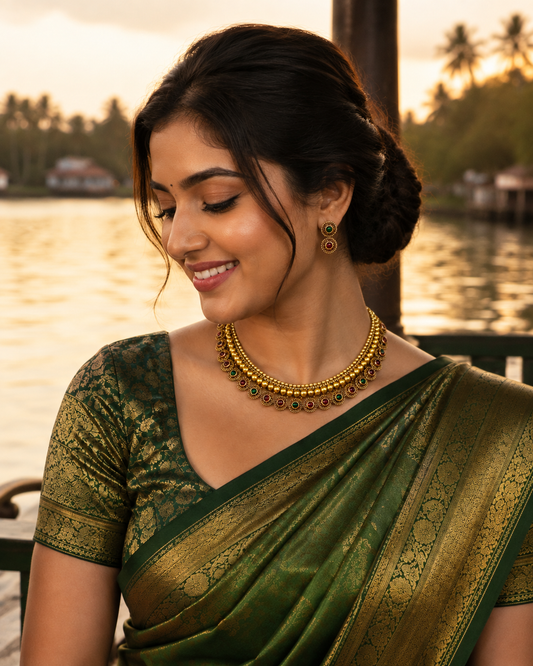 Meenakshi Emerald Ruby Heritage Choker Set