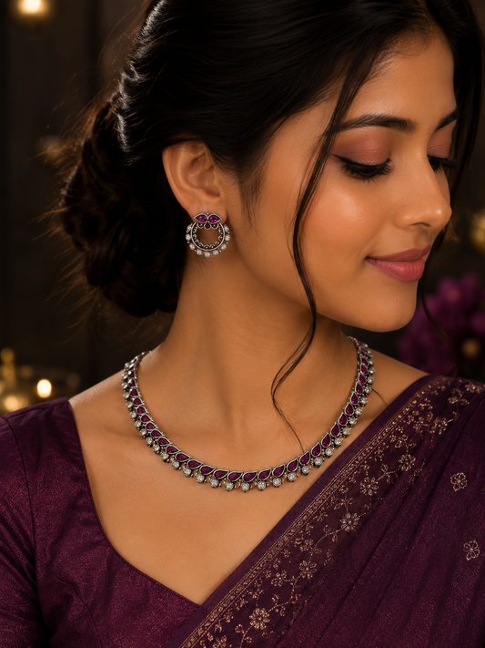 Gulabi Noor Ruby Necklace Set
