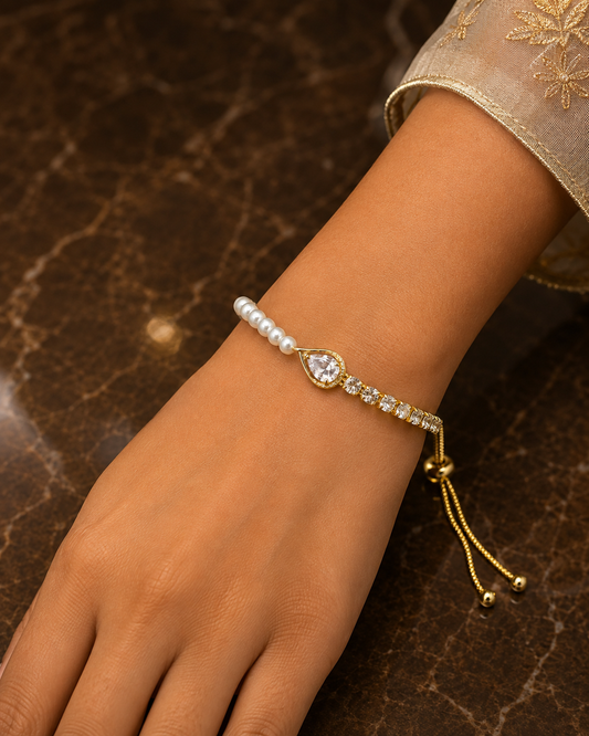 Aaradhya Pearl Crystal Bracelet