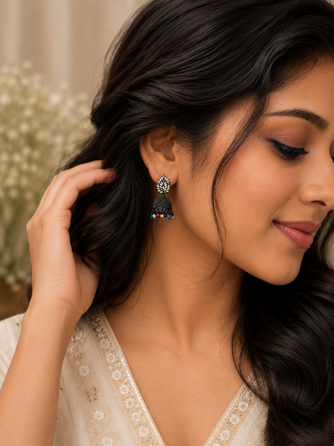 Black Bloom Jhumka