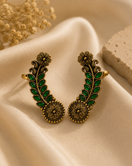 Emerald Bloom Ear Climbers