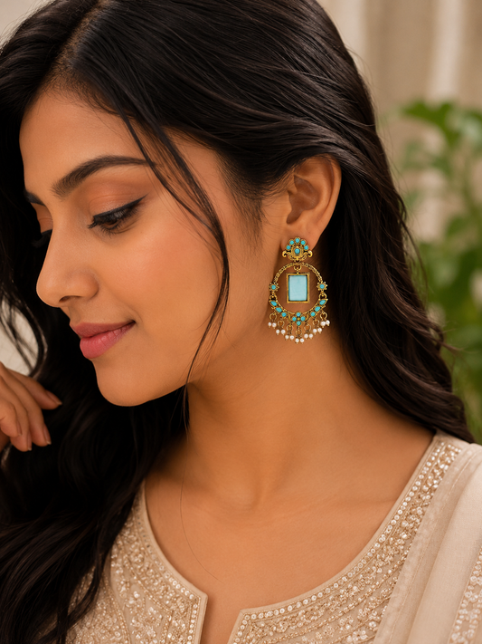 Blush Aqua Chandbali