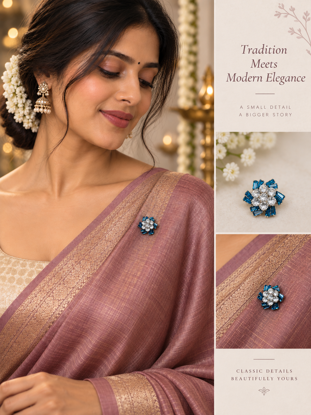 Sapphire Bloom Brooch