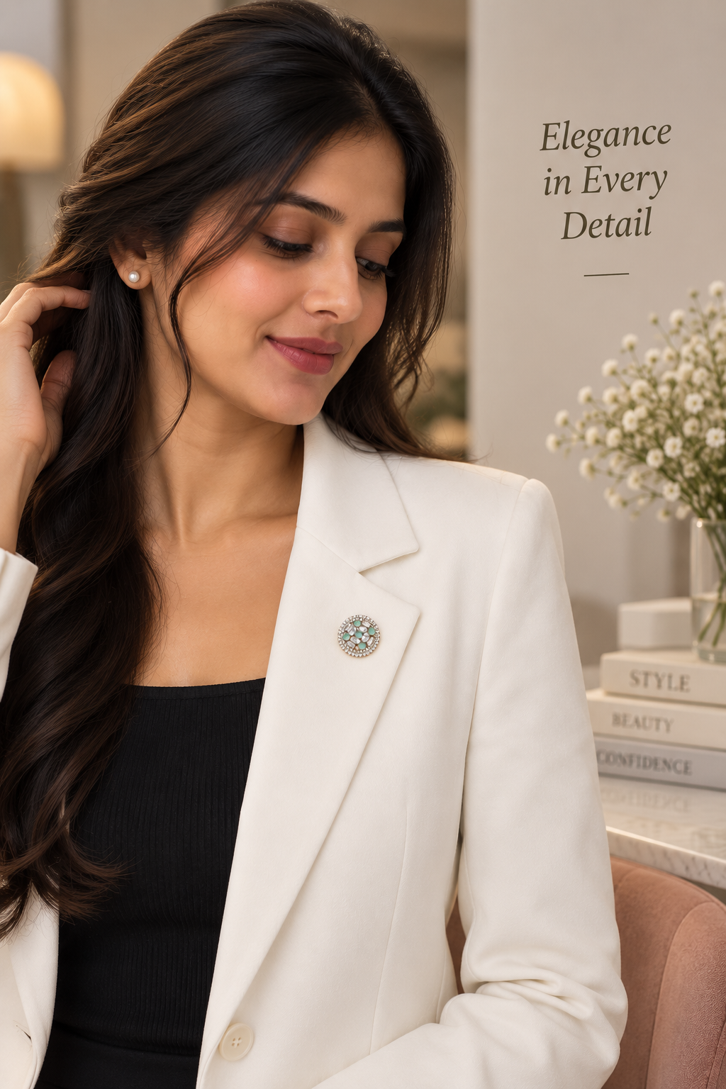 Mint Crystal Halo Brooch