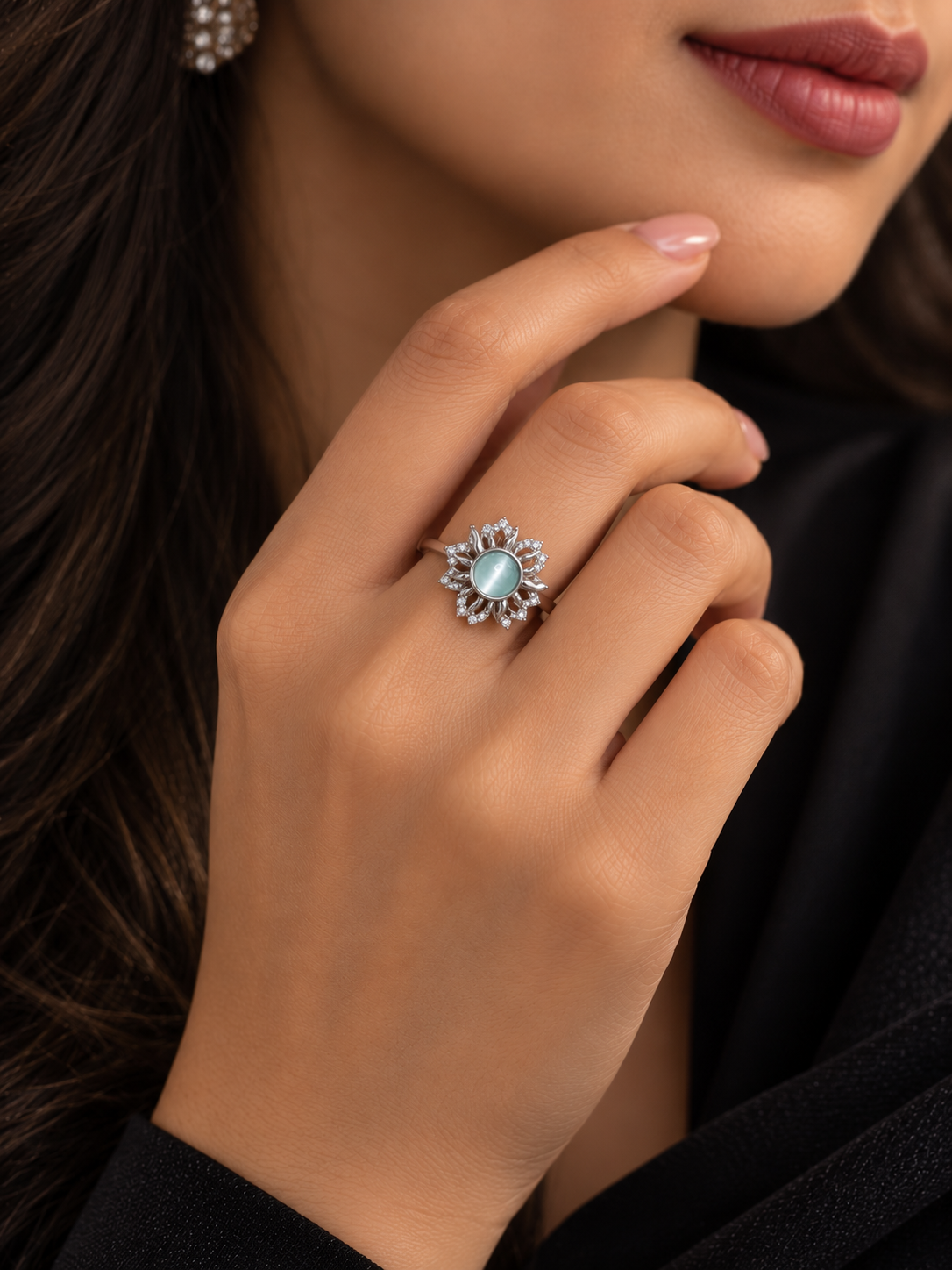 Silver Mist Blossom Ring