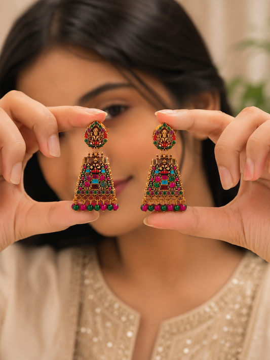 Navaratna Lakshmi HeritageTemple Jhumkas,